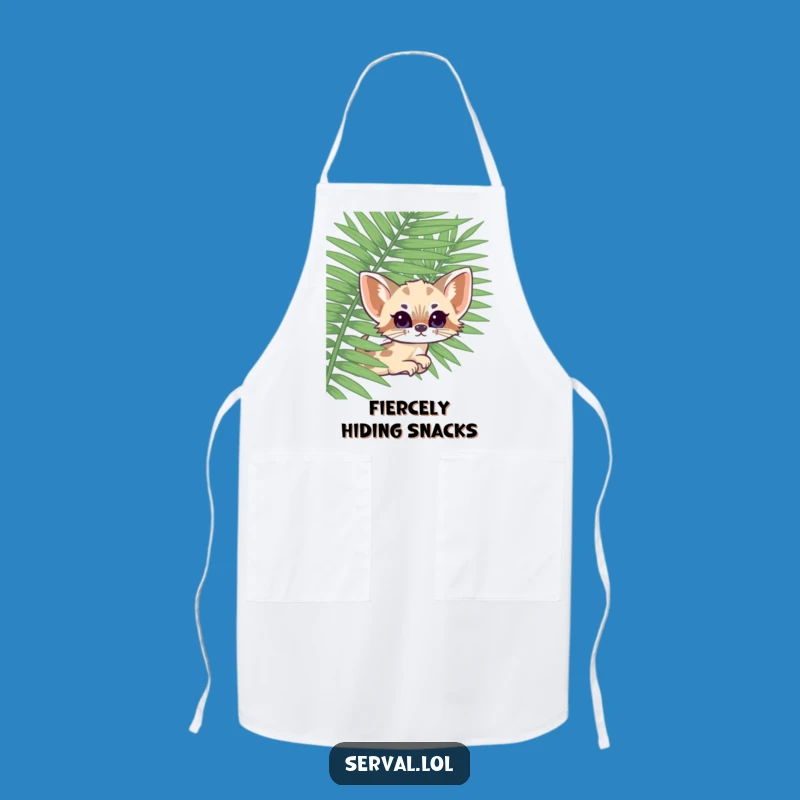 Funny Kawaii Serval Fern Peek Apron: Cook Up Laughs in the Kitchen
