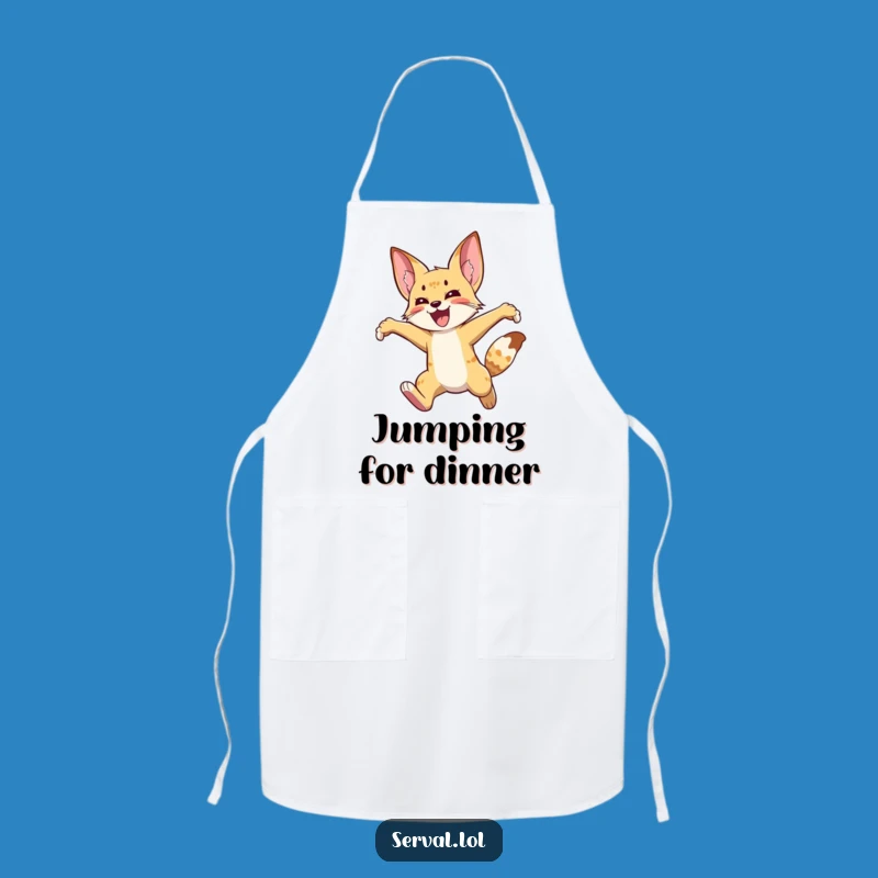 Funny Serval Joyful Leap Apron: Hilarious Kitchen Gift