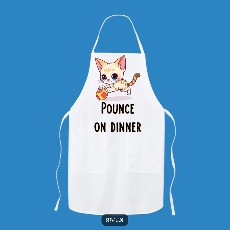 Funny Serval Pounce Apron: Agile Baker's Gift for a Playful Kitchen