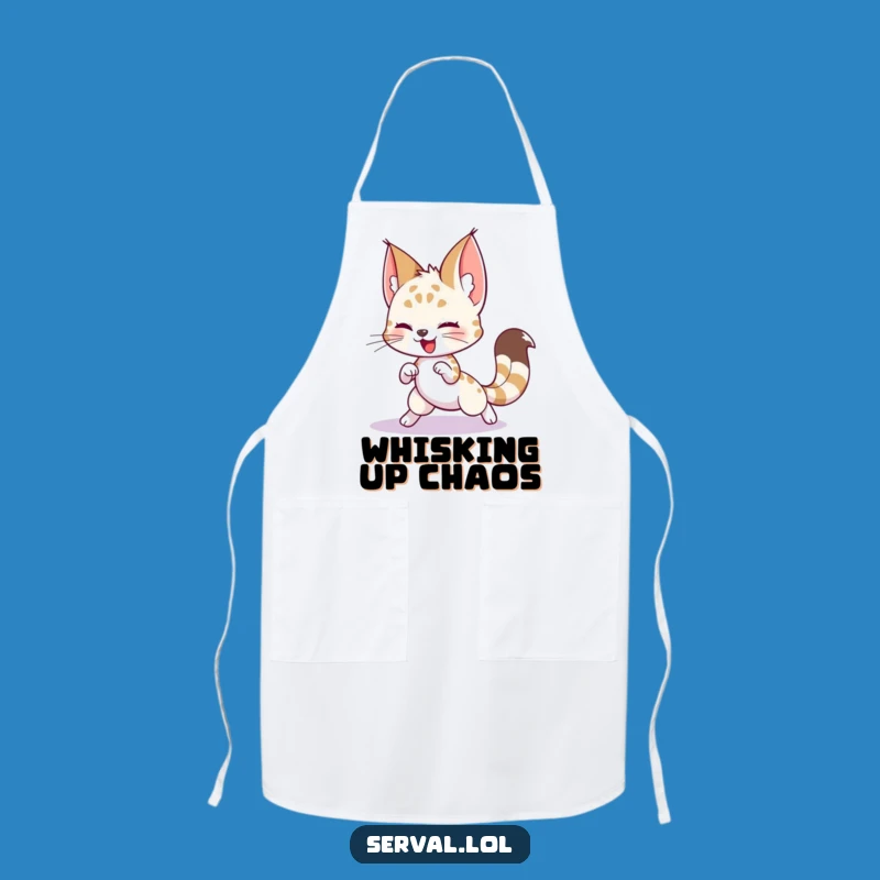 Funny Serval Tail Chase Apron: Cook with Playful Antics