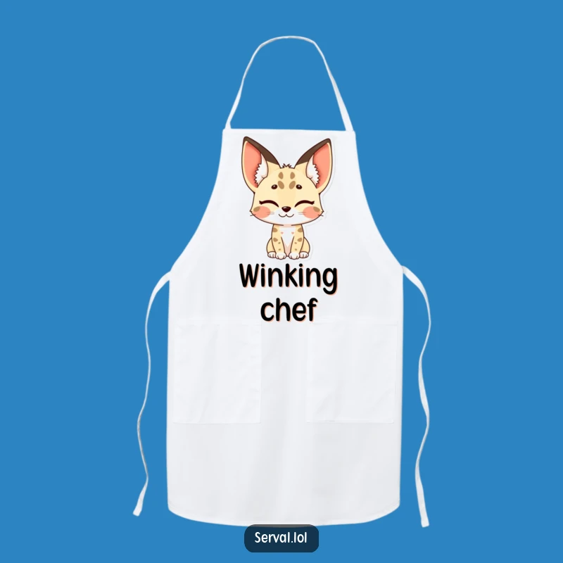 Funny Serval Apron - Winking Kitchen Wear, Unique Humorous Gift