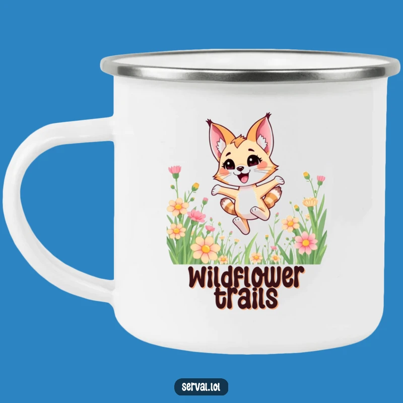 Funny Kawaii Serval Flower Bound Camping Mug - Adventure & Joy