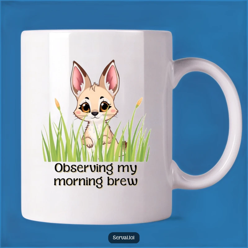 Funny Serval Peek Mug: Curious Eyes for Your Morning Coffee