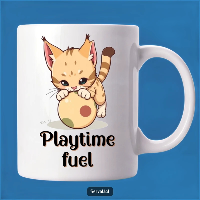 Funny Serval Pounce Mug: Playful Cat Action, Perfect Funny Gift for Cat Lovers