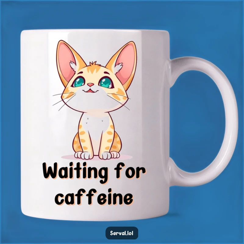 Funny Serval Sky Mug: Expectant Cat for a Dreamy Gift