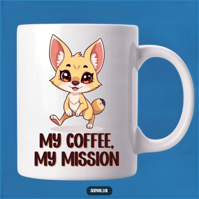 Funny Serval Tiptoe Mug: Hilarious Stealthy Cat Gift for Animal Lovers