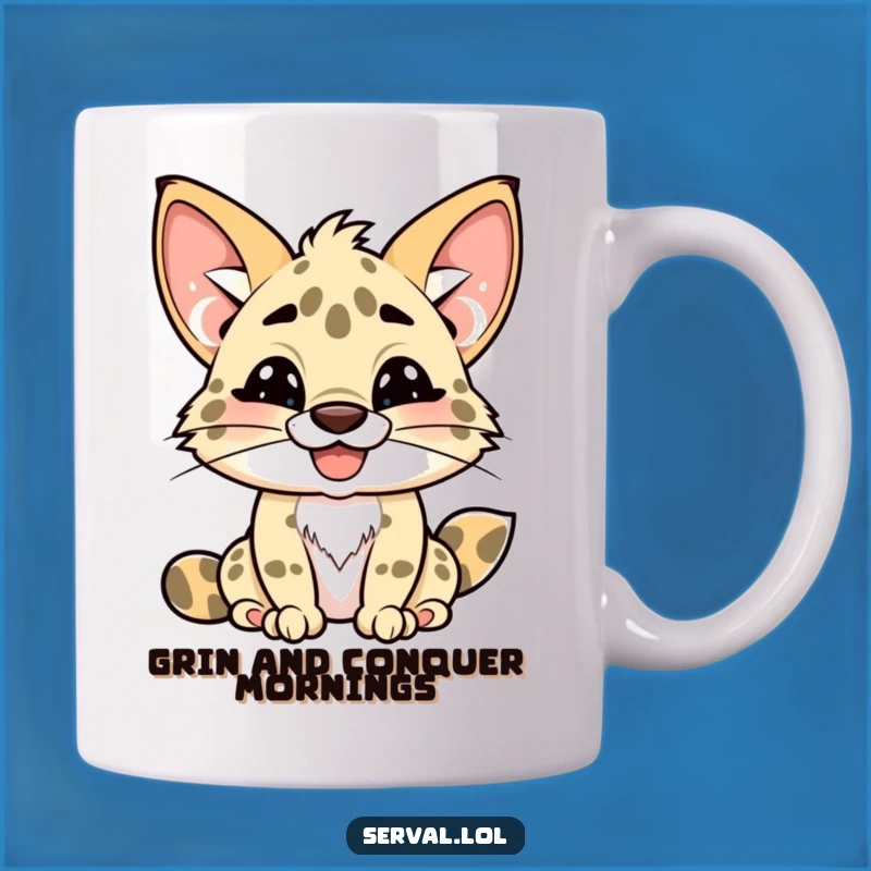 Funny Kawaii Serval Grin Mug: A Playful Gift for Cat Lovers