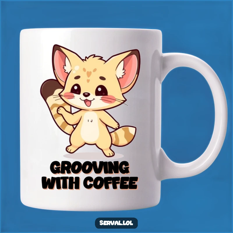 Funny Kawaii Serval Dance Mug: Nimble Steps, Perfect Joyful Gift for Dancer Fans