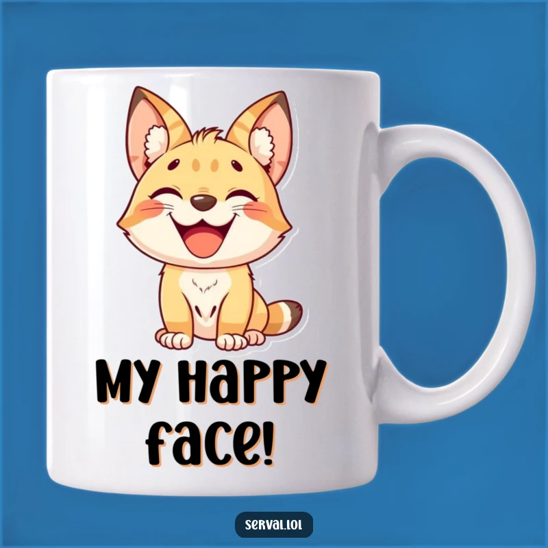 Funny Kawaii Serval Grin Mug - Joyful Gift for Cat Lovers