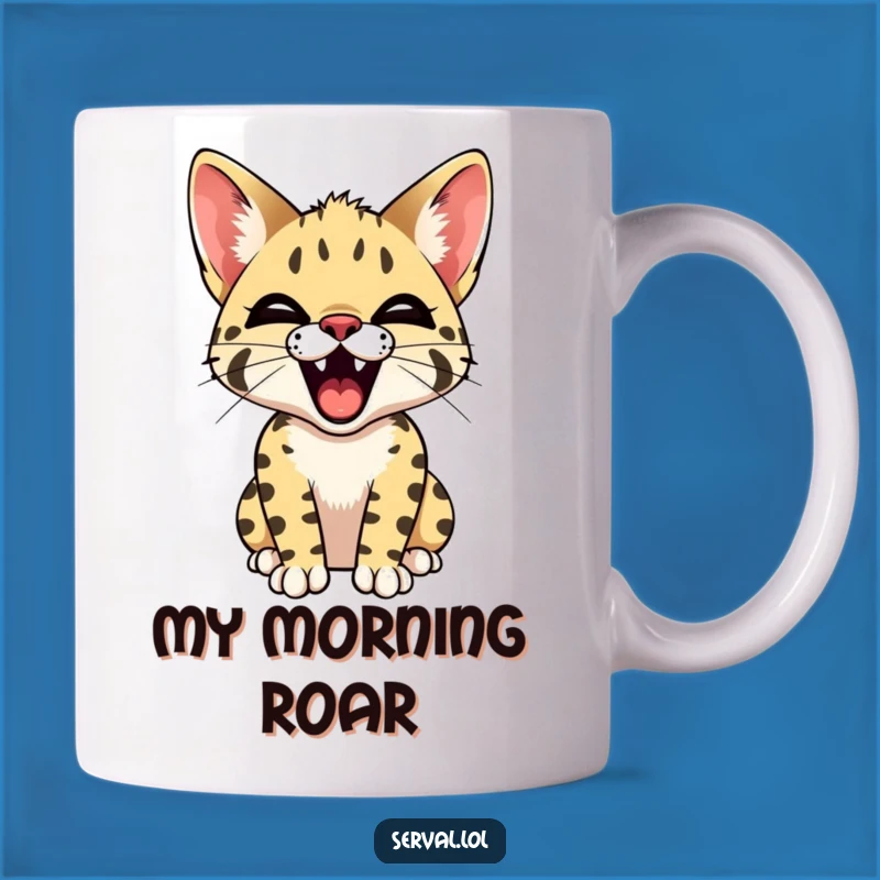 Funny Serval Yawn Mug: Adorable Tiny Teeth Cat, Perfect Funny Gift for Lovers