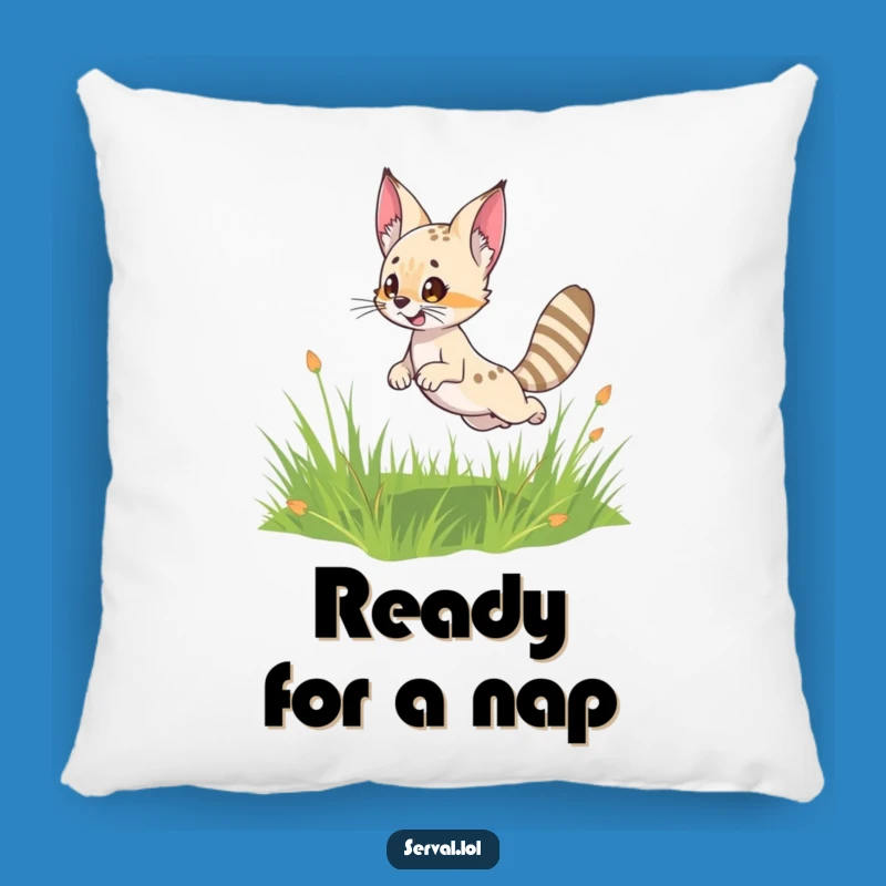 Funny Serval Leap Pillow: Cuddle Up with Cute Feline Fun