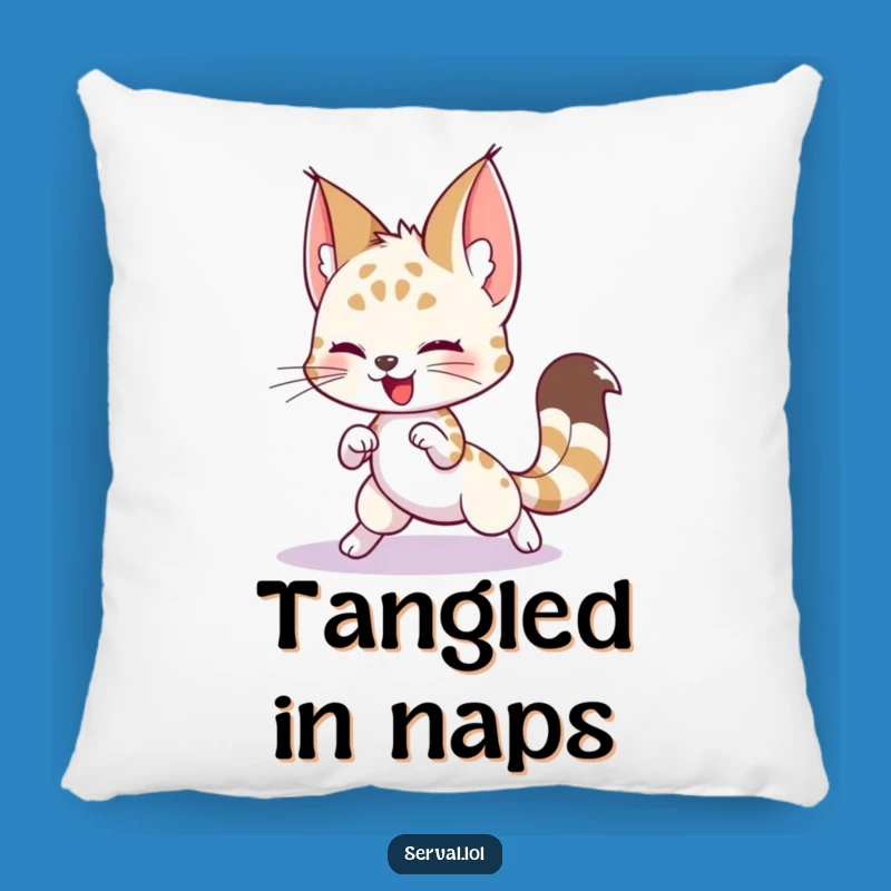 Funny Serval Tail Chase Pillow: Cuddle Up with Cute Silliness