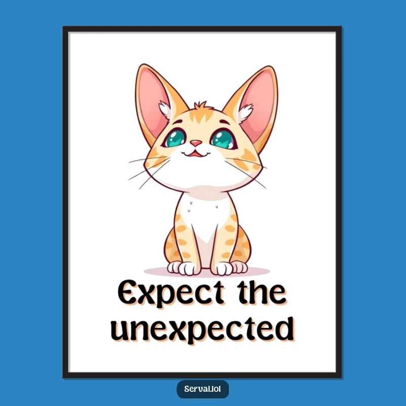 Funny Serval Sky Digital Art: Hopeful Print for Dreamy Decor Gift