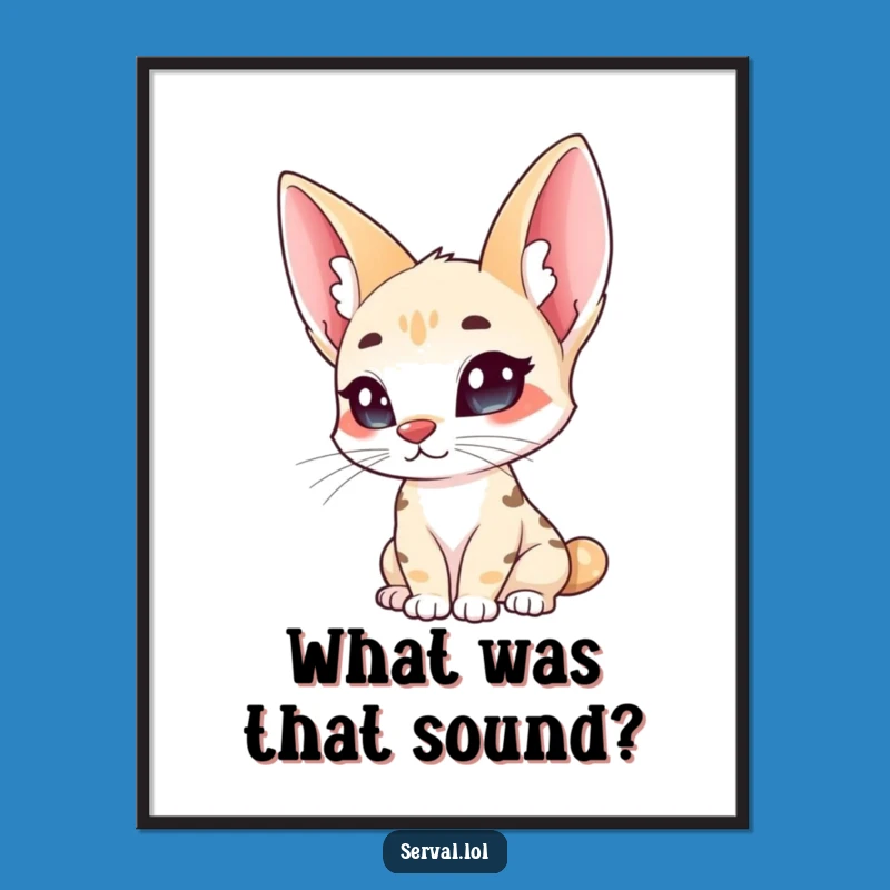 Funny Serval Ears Digital Art: Curious Cat for Instant Download, Perfect Funny Gift