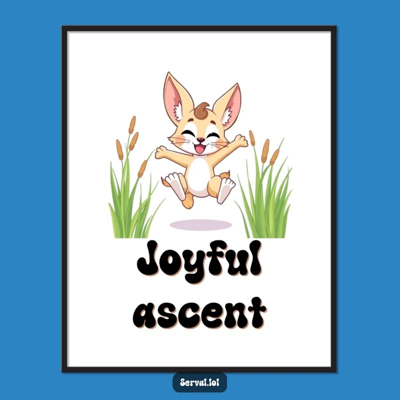 Funny Serval Leaping Grass Digital Print - Instant Exhilaration
