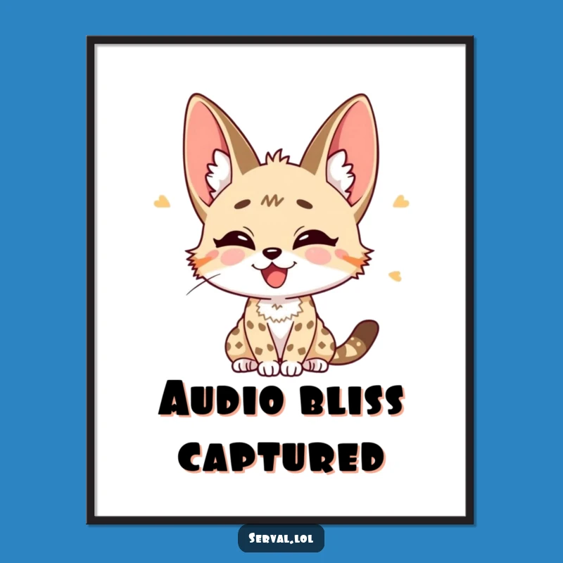 Funny Serval Listening Digital Art: Joyful Perked Ears Print, Instant Decor