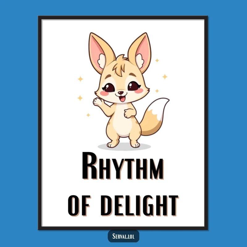 Funny Serval Wiggle Digital Art: Happy Dancing Print, Instant Joyful Decor