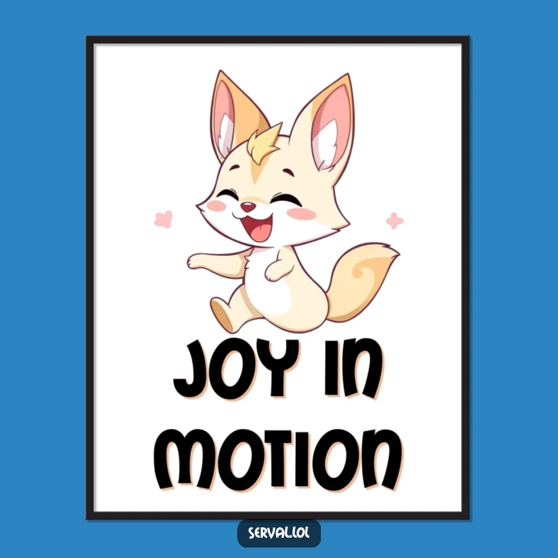 Funny Serval Digital Art - Joyful Twirling Print, Whimsical Humorous Decor