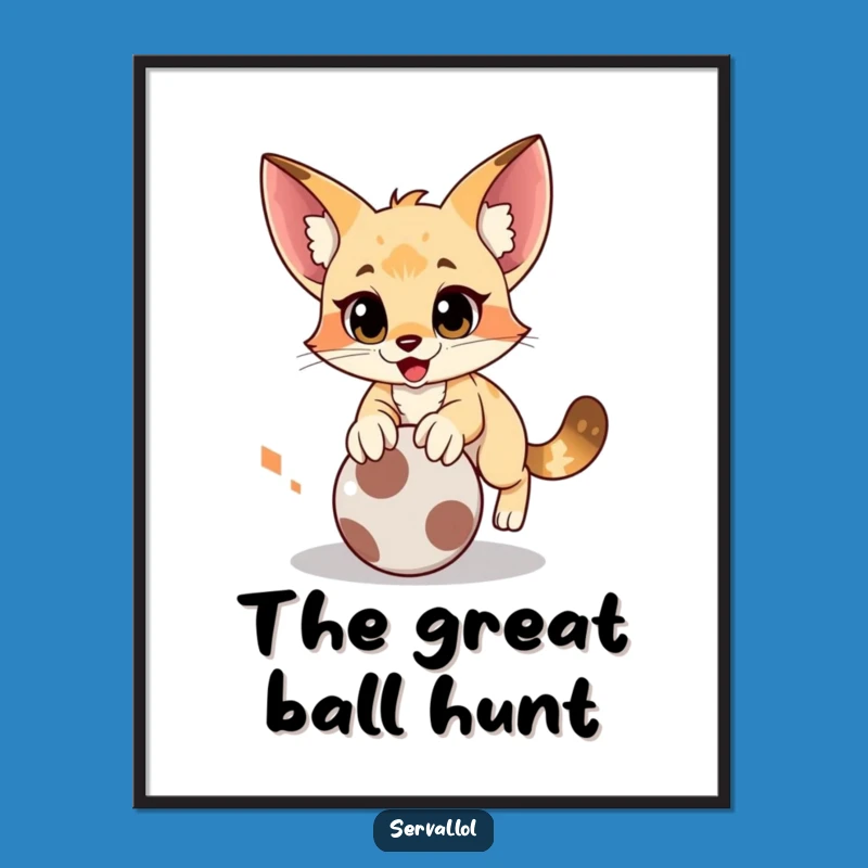 Funny Serval Pounce Digital Print: Add Dynamic Action to Your Walls
