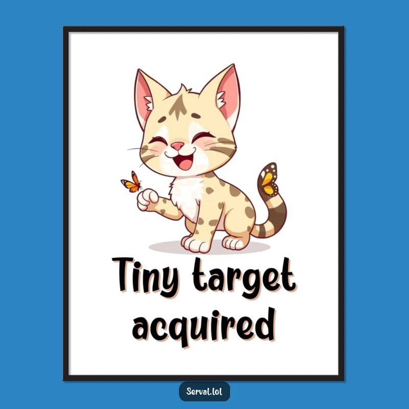 Funny Serval Pounce Digital Art: Instant Joyful Wall Decor