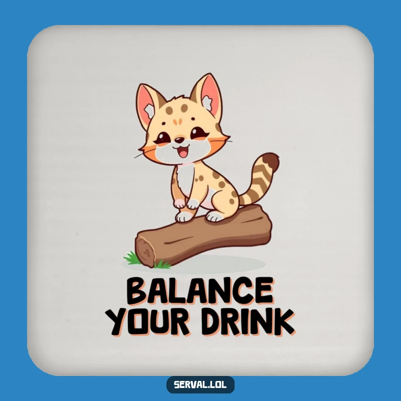 Funny Serval Balancing Drink Coasters: Protect Surfaces Proud Cat Style, Funny Gift Set