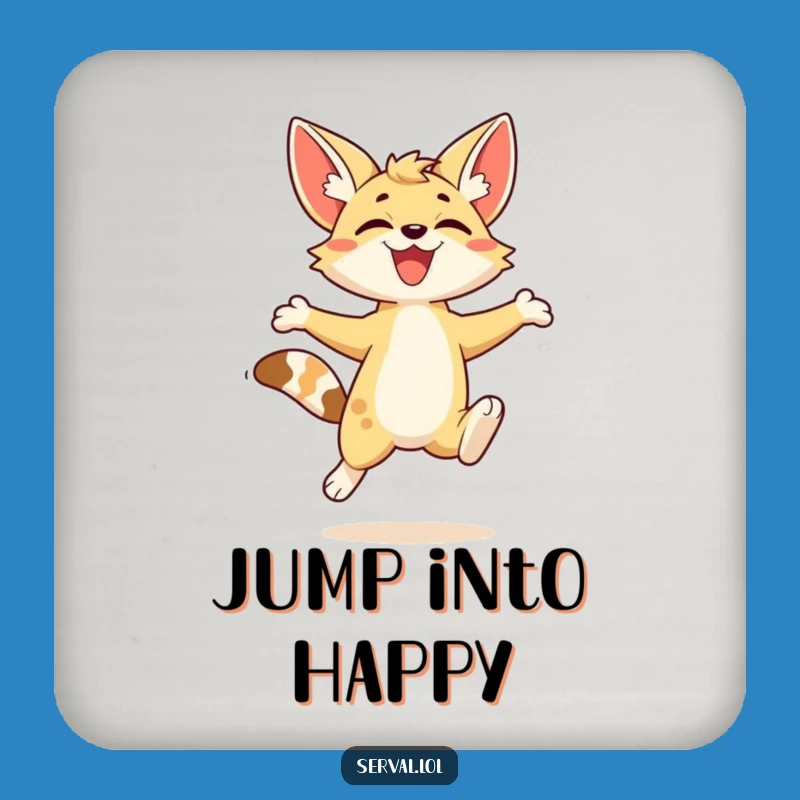 Funny Serval Coaster: Kawaii Leap, Protect Surfaces with Humorous Style Gift