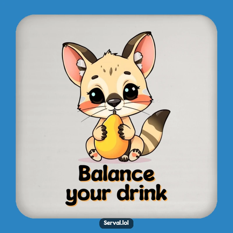 Funny Serval Fruit Balance Coaster - Protect Surfaces with Adorable Skill