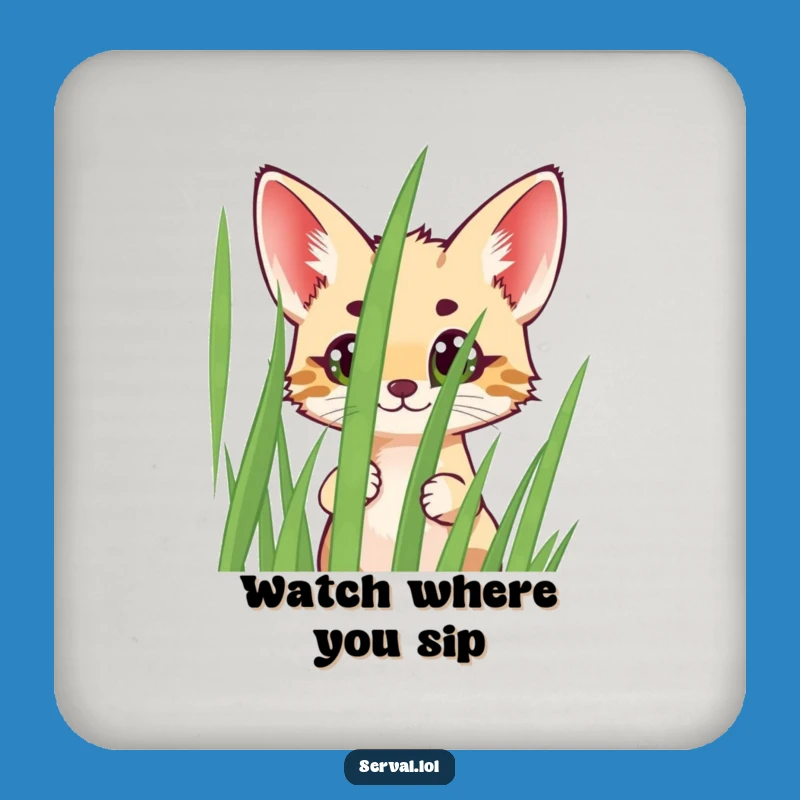 Funny Serval Peeking Drink Coasters: Protect Surfaces Wild Cat Style, Funny Gift Set