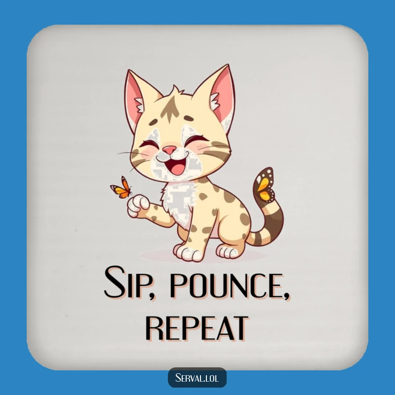 Funny Serval Pounce Coaster: Add Playful Charm to Your Table