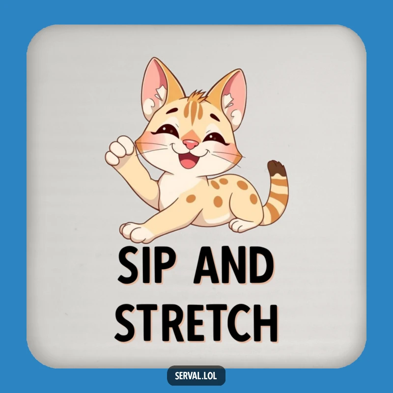 Funny Serval Stretch Coaster: Adds Calm Charm to Your Drink