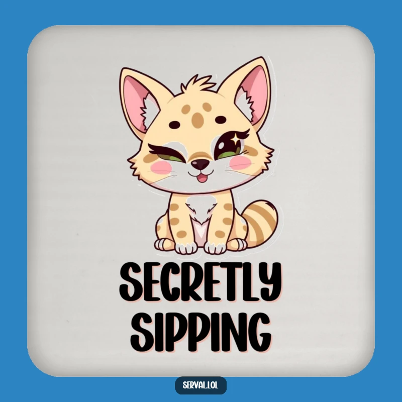 Funny Winking Serval Coaster Set: Protect Surfaces with Playful Charm