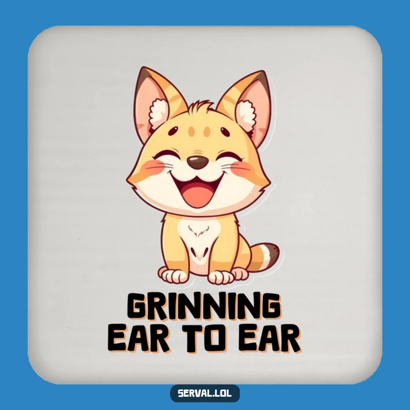 Funny Kawaii Serval Grin Coaster Set - Protect Surfaces Happily