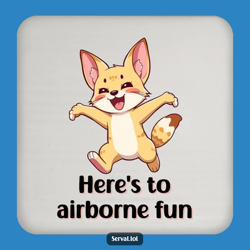 Funny Serval Joyful Leap Coaster: Hilarious Gift for Hosts