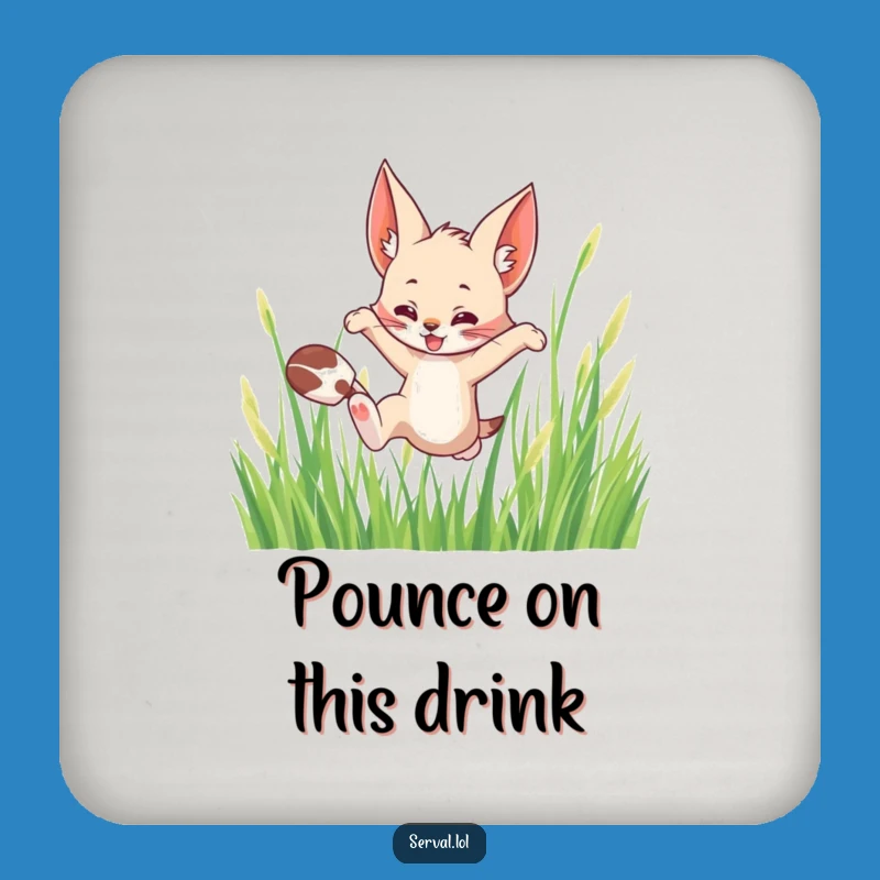 Funny Serval Leaping Drink Coaster: Protect Surfaces With Wild Grace