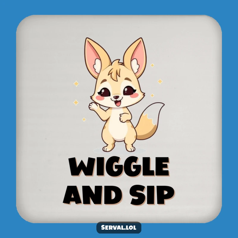 Funny Serval Wiggle Coaster: Dancing Cat Protector, Humorous Joyful Gift