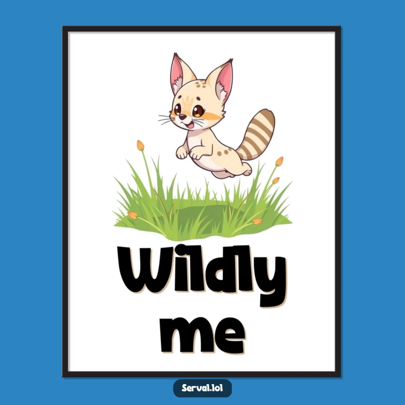 Funny Serval Leap Poster: Playful Feline Art for Your Wall