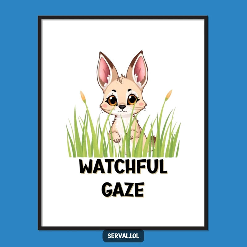 Funny Serval Peek Poster: Decorate with Mysterious, Curious Art