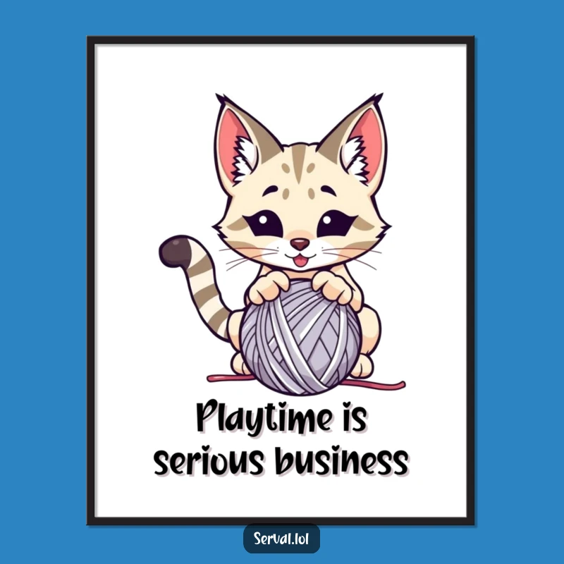 Funny Serval Pounce Poster: Playful Cat Art, Unique Funny Gift for Cat Lovers