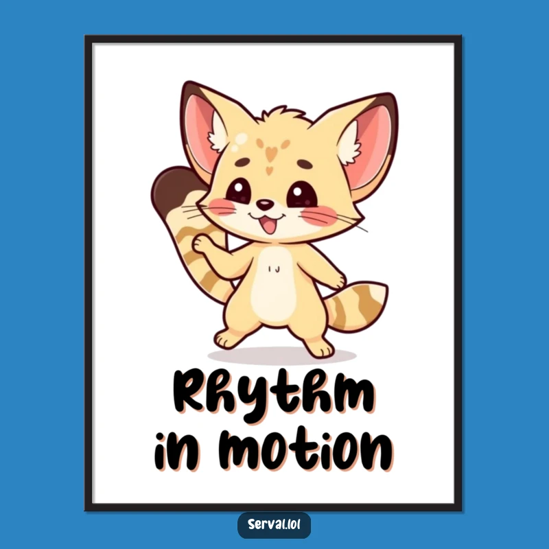 Funny Serval Poster: Nimble Dance Art, Perfect Joyful Wall Decor Gift