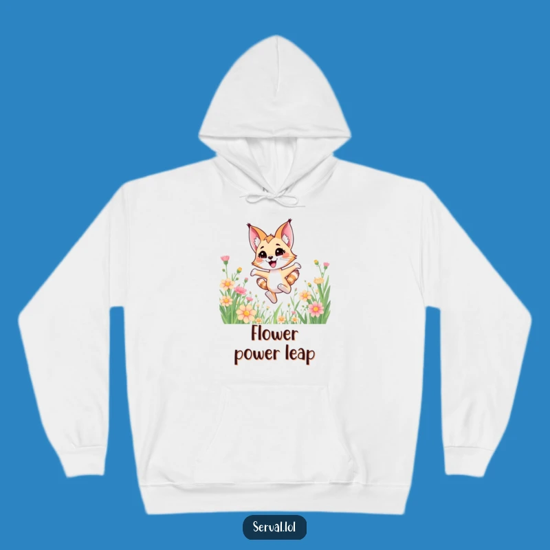 Cozy Funny Kawaii Serval Flower Bound Hoodie - Warm & Whimsical