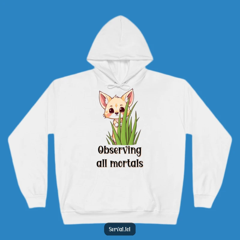 Cozy Funny Kawaii Serval Peeking Hoodie - Warm & Humorous Gift