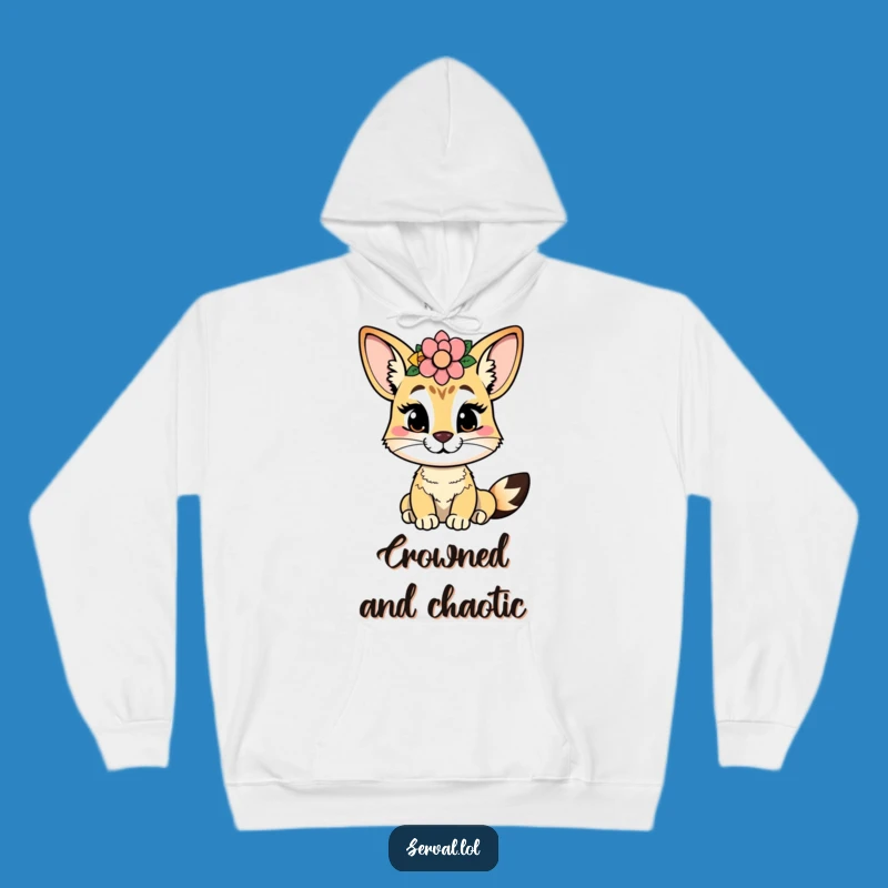 Cozy Funny Serval Flower Crown Hoodie: Embrace Cheeky Comfort and Style