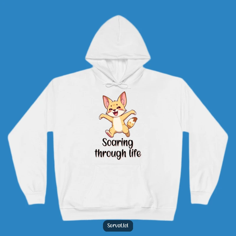 Funny Serval Joyful Leap Hoodie: Cozy & Hilarious Gift for Comfort