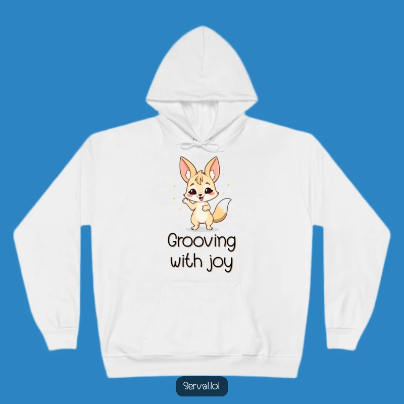 Funny Serval Wiggle Hoodie: Cozy Dancing Cat Pullover, Joyful Celebration Gift