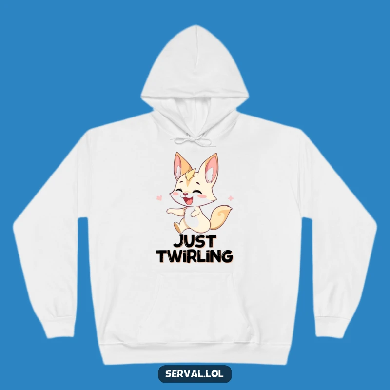 Funny Serval Hoodie - Cozy Joyful Twirl, Warm and Humorous Gift