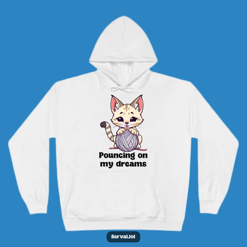 Cozy Funny Serval Pounce Hoodie: Stay Warm with a Playful Cat, Ideal Funny Gift