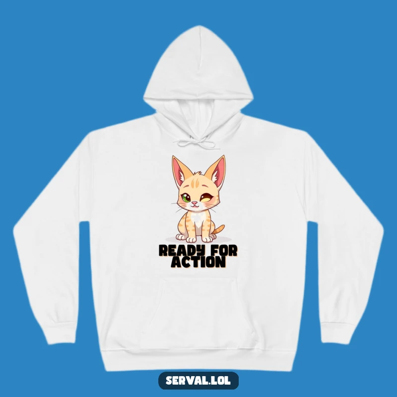 Funny Serval Cat Hoodie - Cozy Playful Wild Cat Apparel Gift