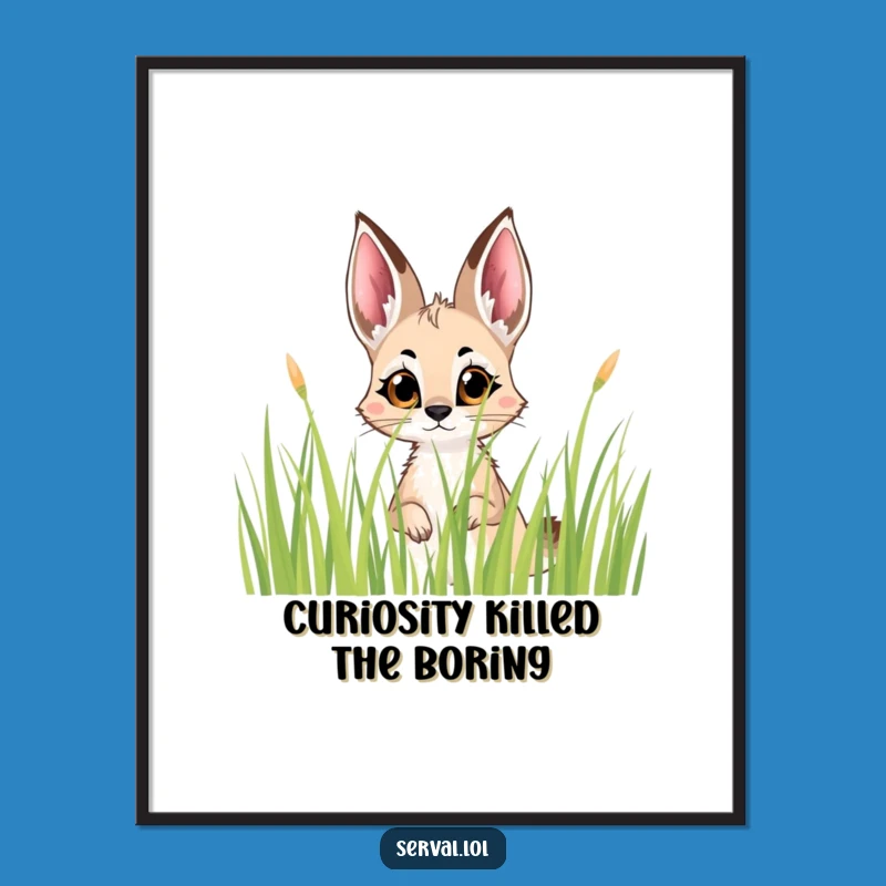 Free Printable Wall Art: Curious Serval Peek Art Digital Download Gift