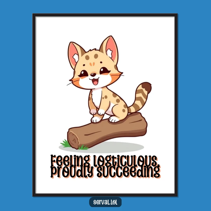 Funny Printable Wall Art: Free Proud Serval Balance Downloadable Art Gift