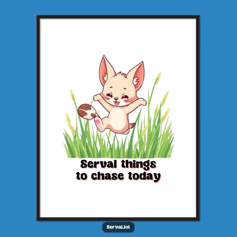 Vibrant Free Printable Wall Art: Playful Serval Leap, Downloadable Art for Lively Decor